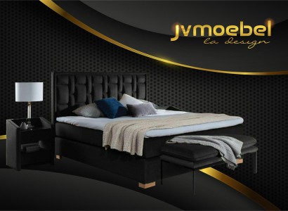 Роскошная кровать "Boxspring" черного цвета, синие кровати, мебель для спальни, дизайн отеля двуспальный.